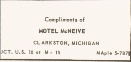 Motel McNeive (Oakland Motel) - 1954 High School Yearbook Ad